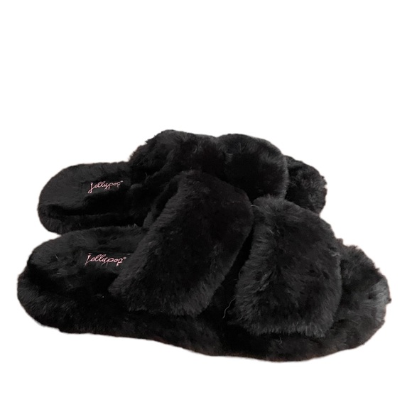 Jellypop double strap faux fur slippers - Picture 3 of 6